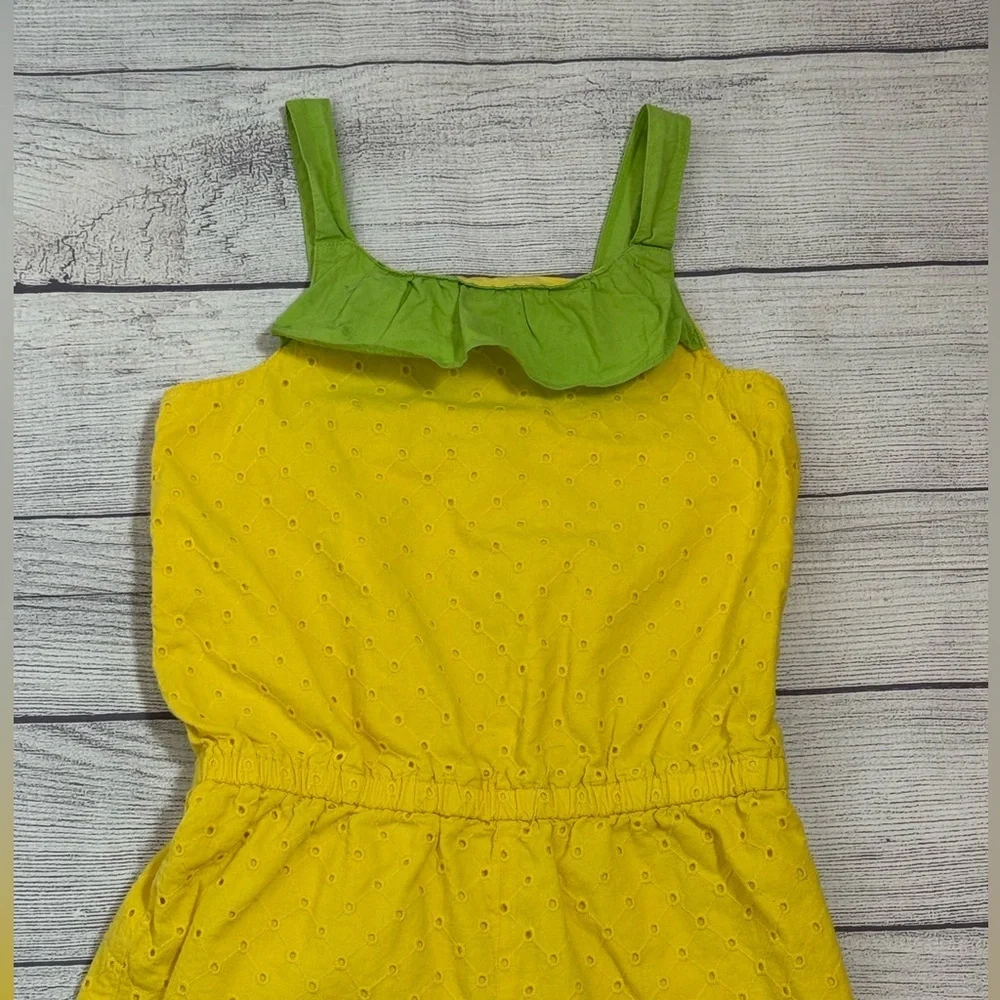 Gymboree Girls Yellow Eyelet Romper Size 8 Cotton Summer Outfit